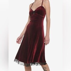 Cosmic Aura Burgundy Velvet Lace Slip Dress Goth Fall Punk Size XL-1X